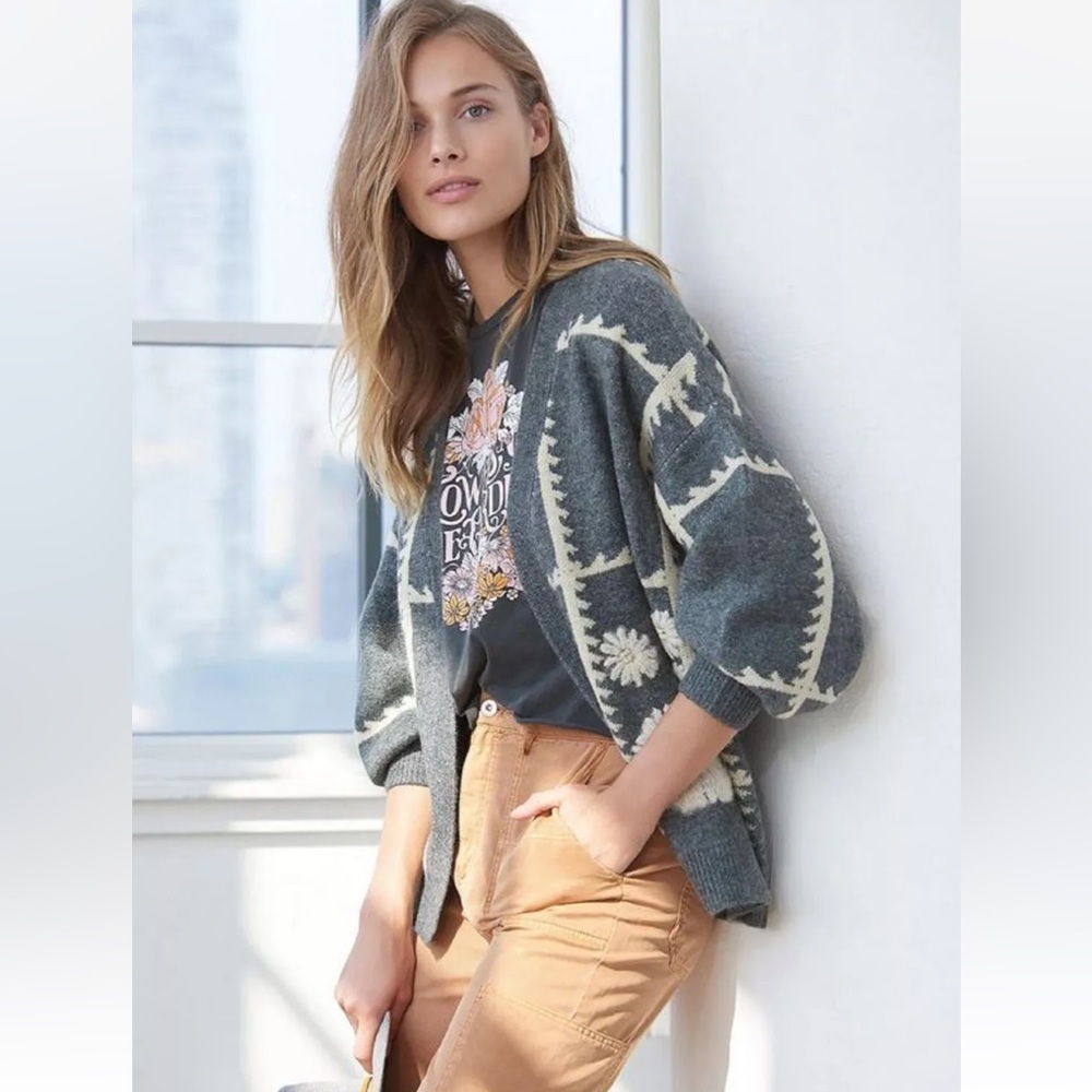 Anthropologie Catherine Floral Embroidered Open Cardigan O/S NWT